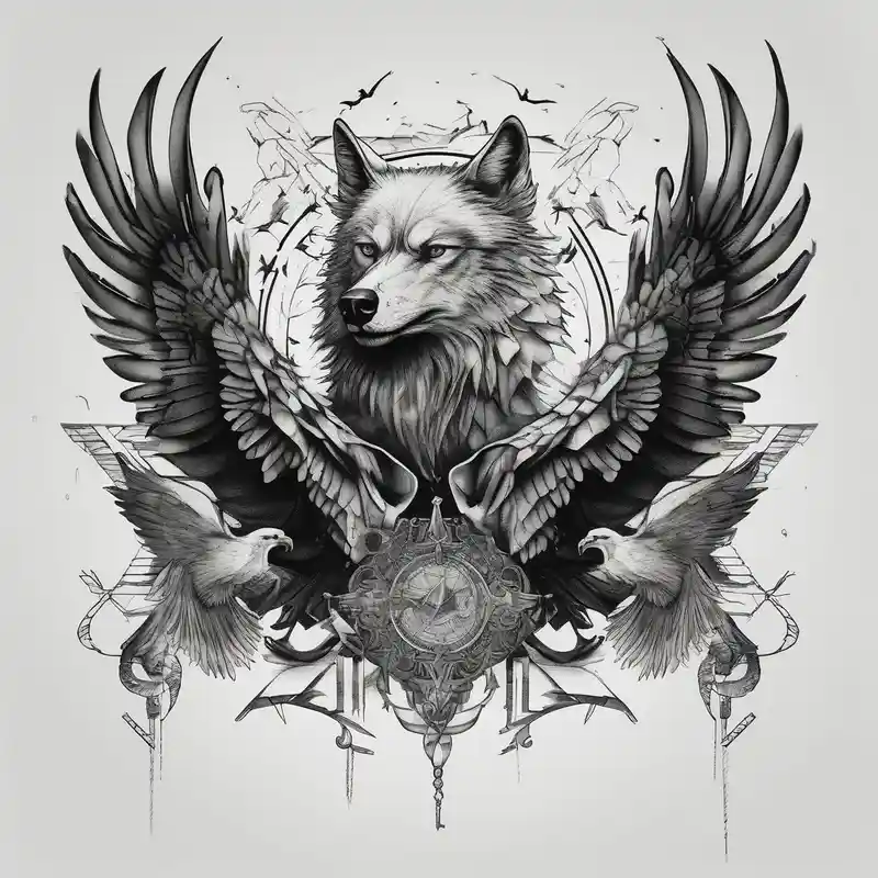 surreal style Wolf Tattoos Tattoo Ideas in 2025 & free generation about wolf and crow